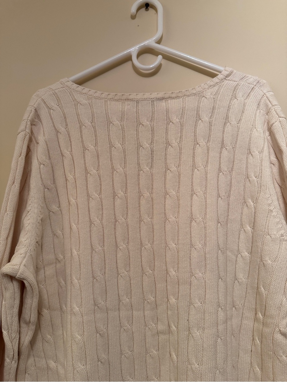 Chaps Cream Cable Knit V-Neck Sweater Plus Size 3X NWT - Picture 8 of 9